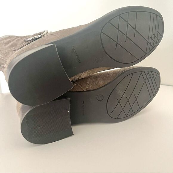 Marc Fisher Wide Calf Croc Embossed Knee High Side Zip Suede Boots Taupe 9, NWOB - Picture 11 of 12